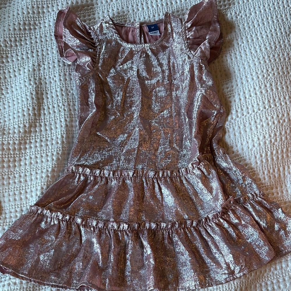 Old Navy Girls Shimmer Pink Flutter Sleeve Dress - Gap